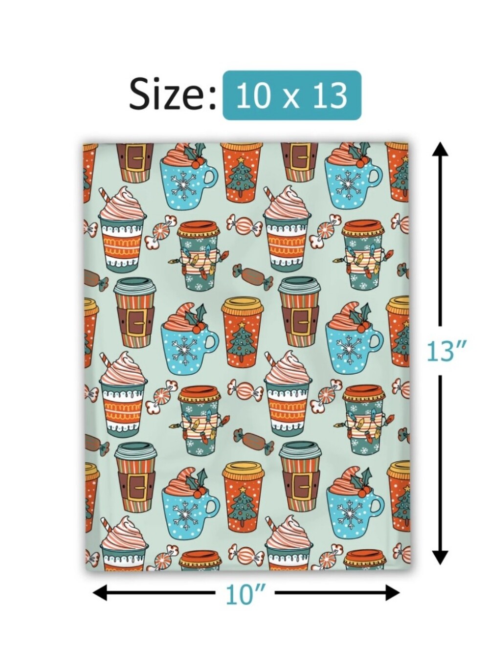 25ct 10x13 CHRISTMAS COFFEE POLY MAILERS - Picture 2 of 2